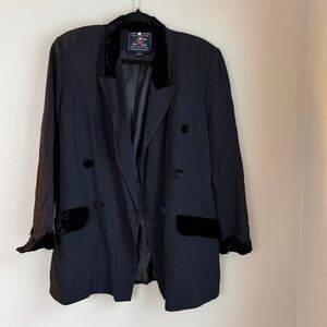 Vintage 80s Black and Velvet Blazer | Size: medium